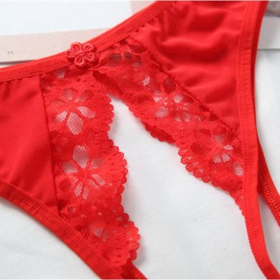 Quần lót nữ ren viền 2 bên khe kèm nơ 5 cánh dáng điệu - Màu đen