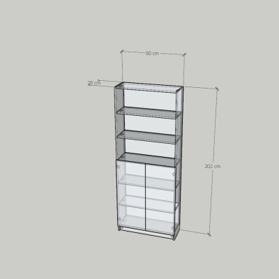 HAPPY FURNITURE , Kệ sách 6 tầng 2 cửa mở - CATY, KSA_076 , 80cm x 28cm x 202cm DxRxC