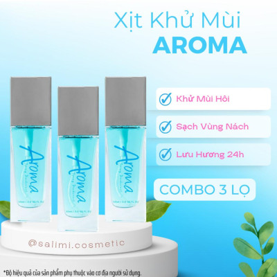 COMBO 3 Lọ Xịt Khử Mùi Toàn Thân AROMA 50ml, Giúp Ngăn Tiết Mồ Hôi, Khử Mùi Hôi Nách, Không Ố Vàng