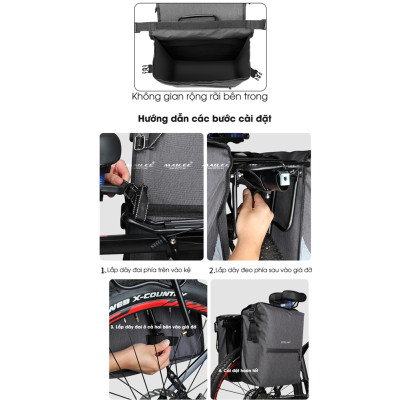 Túi Yên Sau Xe Đạp Mai Lee T-025 Dung Tích Lớn 25L, 2 ngăn, Chất Liệu Vải Oxford, Túi Đựng Hành Lý Đa Năng Cho Xe Đạp Địa Hình - Mai Lee
