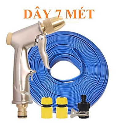 ️ Bộ dây vòi xịt nước rửa xe, tưới cây , tăng áp 3 lần, loại 7m, 10m 206701-1 đầu đồng,cút+ đai