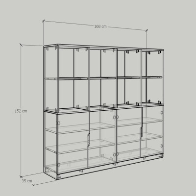 [Happy Home Furniture] DASH, Tủ đựng đồ nhiều ngăn,  168cm x 35cm x 152cm ( DxRxC), TCM_026