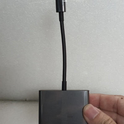 Cáp type C ra HDMI - VGA và USB - 3 trong 1 - Lenovo Thinkplus Type C USB-C 3-in-1 Adapter USB Hub, 4K HDMI 60Hz, VGA, USB 3.0 Type C to HDMI VGA USB 3.0 - Hàng chính hãng