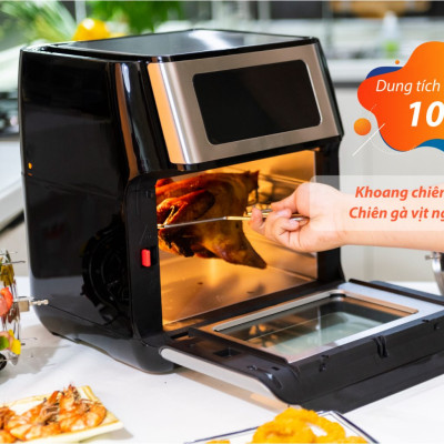 NỒI CHIÊN KHÔNG DẦU KALITE Q10 HÀNG CHÍNH HÃNG - QUÀ TẶNG KÈM BÌNH XỊT DẦU + KẸP GẮP