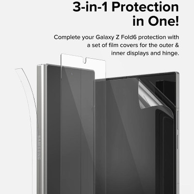 Bộ dán màn hình cho Samsung Galaxy Z Fold 6 RINGKE 3-in-1 Protector, dán màn hình ngoài, màn hình trong, dán viền_ Hàng chính hãng