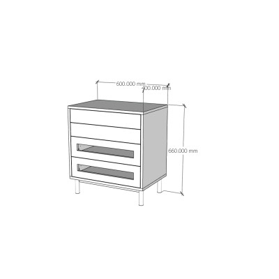 [Happy Home Furniture] ROTAN, Tủ đựng đồ 4 ngăn kéo - chân sắt , 60cm x 40cm x 66cm ( DxRxC), THK_126