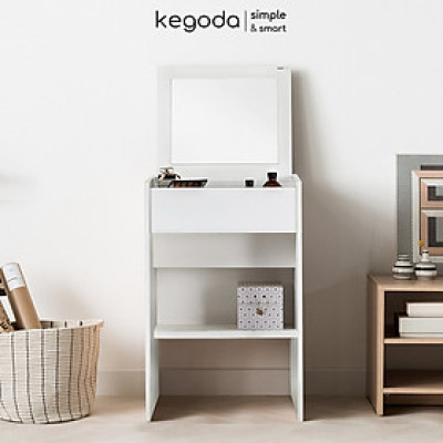 Bàn Trang Điểm Có Gương Gấp Gọn, Bàn Phấn Gỗ Kèm Ghế Nhỏ Gọn Thông Minh Dáng Simple KEGODA KGD08