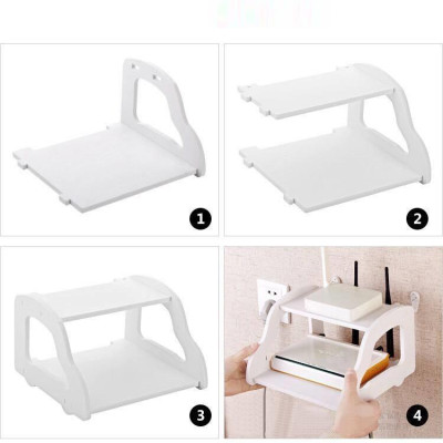 Kệ trang trí mini gắn tường 2 tầng đựng wifi, đầu thu,.... nhỏ gọn tiện dụng - Henrysa