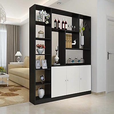 TỦ RƯỢU KIÊM VÁCH NGĂN PHÒNG TR603- C2m x R1m5 - Màu Trắng-Đen 