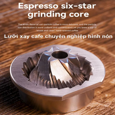 Máy xay hạt cà phê cầm tay lưỡi 6 cánh core kép, 55 cấp độ và 11 level thương hiệu HiBREW G4B - Hàng Chính Hãng