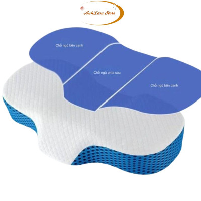 Gối cao su non công thái học Anh Lam Store chống đau vai gáy, ngủ ngáy, hỗ trợ ngủ nhanh - Thiết kế riêng biệt cho tư thế nằm ngửa và nằm nghiêng - Hàng chính hãng
