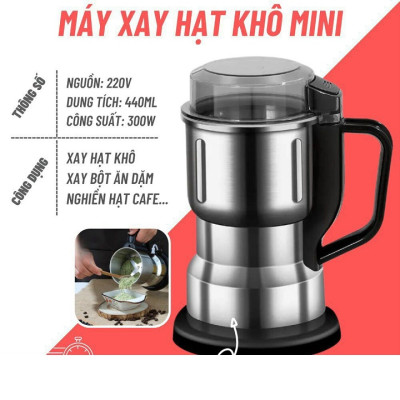 Máy Xay Hạt Tiêu Hạt Cafe Hạt Khô Gia Vị Đa Năng Công Suất 250w 8 Lưỡi Dao Cực Bén Chất Liệu Cối Inox - Hàng Nhập Khẩu