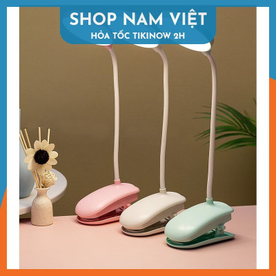 Đèn Bàn LED Kẹp Đầu Giường Đọc Sách Chống Cận Pin Sạc
