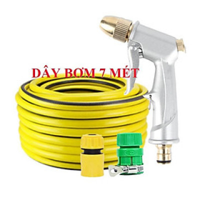 ️ Bộ dây vòi xịt nước rửa xe, tưới cây , tăng áp 3 lần, loại 7m, 10m 206701 đầu đồng, cút, nối PE