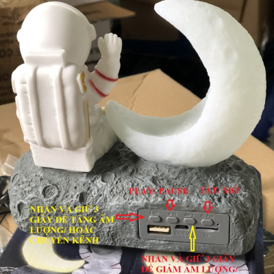 Đèn ngủ mặt trăng ,loa bluetoooth phi hành gia, khe cắm USB -thương hiệu KOVER (tặng kèm cáp sạc)