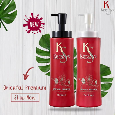 Dầu xả Kerasys Oriental Premium phục hồi tóc Hàn Quốc 600ml (Thảo mộc hạt trà ) tặng kèm móc khoá