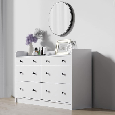 Tủ Gỗ 6 Ngăn Kéo Hiện Đại Màu Trắng Dài 135cm Thương Hiệu SIB Decor KG81