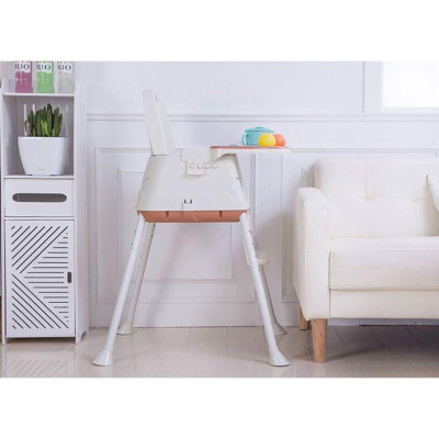 Ghế ăn dặm Đa năng cho Bé với 07 tính năng- 03 chế độ mang lại sự khác biệt, CÓ ĐỆM VÀ BÁNH XE- Màu Nâu sữa