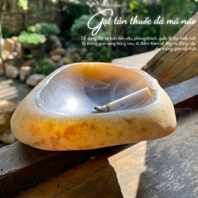 Gạt tàn thuốc đá mã não NHASAN GTT02 Sang Trọng & Độc Đáo nặng 500gr (KT: 9 x 12cm)