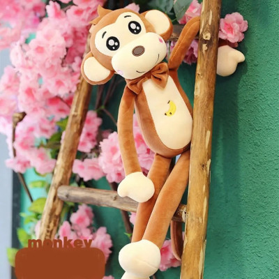 Thú nhồi bông khỉ tay dài bụng thêu quả chuối - Size 90cm
