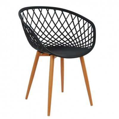 Ghế cafe tiếp khách thân nhựa màu đen BASKET Nội thất Capta Ghế đọc sách phòng khách thân nhựa pp ghế rổ chân thép sơn giả gỗ tại hcm