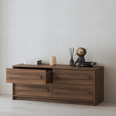 HAPPY FURNITURE , Tủ lưu trữ 4 ngăn kéo - RUBEL, THK_258, 140cm x 45cm x 55cm DxRxC