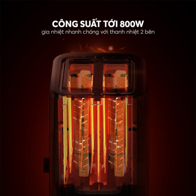 Máy nướng bánh mì Elmich TTE-8580, công suất 800W, 6 mức nhiệt điều chỉnh, 2 chế độ hâm nóng và rã đông, 1 khay treo bánh mì nướng thông minh, 2 khe nướng giúp nướng được các lát bánh có độ dày và kích cỡ khác nhau  - Hàng chính hãng
