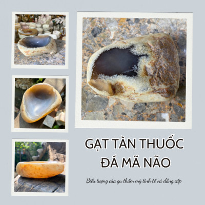 Gạt tàn thuốc đá mã não NHASAN GTT02 Sang Trọng & Độc Đáo nặng 500gr (KT: 9 x 12cm)