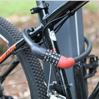 Combo: Khóa dây xe đạp 5 số đổi được mã + tay nắm sừng xe đạp