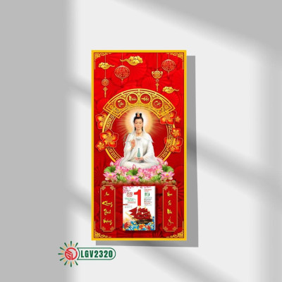 Lịch gỗ Phật Quan Âm IMWI LGV2320 - Lịch phật giáo treo tường
