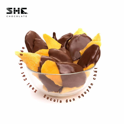 Xoài nhúng Socola - Túi 500g - SHE Chocolate - Đa dạng vị giác, tốt cho sức khỏe, bổ sung năng lượng. Quà tặng người thân, dịp lễ, thích hợp ăn vặt