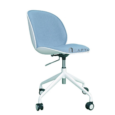 Ghế tiếp khách có bánh xe thân nhựa nệm vải bố màu xám / xanh jean hiện đại Ghế làm việc tăng giảm độ cao Beelte 7-F1