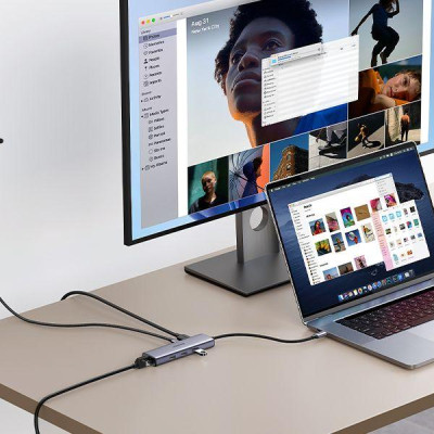 Ugreen UG15598CM512TK USB type C sang 1 x HDMI 4K30Hz + 3 x USB 3.0 + 1 x RJ45 1Gbps + 1 x USB-C PD100W Bộ chuyển 6in1 - HÀNG CHÍNH HÃNG
