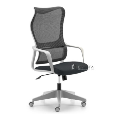 Ghế văn phòng hiện đại lưng cao CM4546-2M Nội thất Capta Ghế làm việc kiểu dáng hiện đại khung nhựa màu xám chân xoay nâng hạ gật gù hàng nhập khẩu