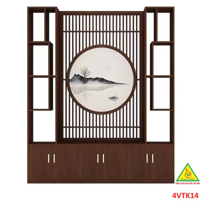 Vách ngăn phòng khách, vách ngăn tủ kệ bằng gỗ 4VTK14 - Nội thất lắp ráp Viendong adv