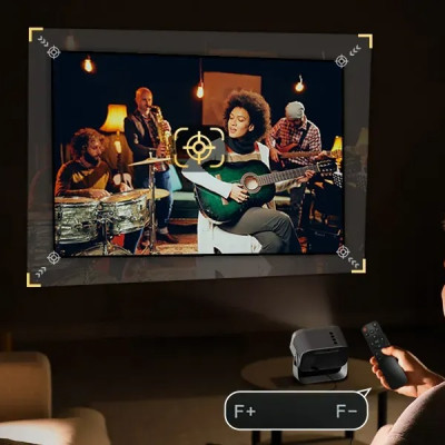 Máy chiếu android có điều khiển cử chỉ và giọng nói tiếng việt, Bluetooth, loa, kết nối màng hình điện thoại, Wifi kép 2 băng tần, cài sẵn ứng dụng tivi truyền hình cáp bóng đá và phim HD miễn phí vĩnh viễn - Hàng Nhập Khẩu