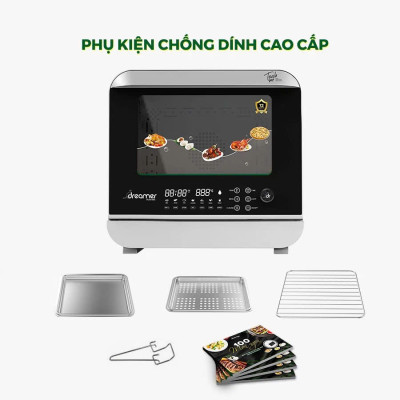 [Hàng Chính Hãng] Lò Chiên Hơi Nước Siêu Nhiệt DKA-SAF118W 18L Kết Hợp Chiên Và Hấp Hơi Nước, 14 Chức Năng Nấu, Màn Hình Cảm Ứng và Núm Xoay Tiện Lợi