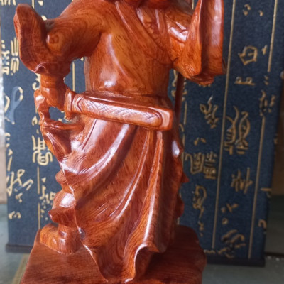 Tượng quan công trấn ải bằng gỗ hương đá kt 20×8×6cm 