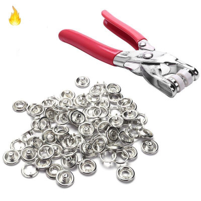 Cây Kìm Bấm Cúc Vành Áo Kim Loại Đa Năng Bộ Kìm Bấm Khuy Kèm 100 Cúc Bấm 9.5mm Thép Không Gỉ, Khoen Quần Áo Tiện Lợi