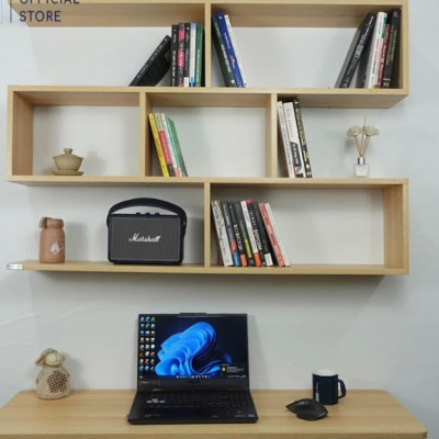 Combo Kệ Sách Và Bàn Làm Việc Gấp Gọn Treo Tường, Màu Vân Gỗ Juno Sofa CTBST20 KT 120 x 82 x 20cm