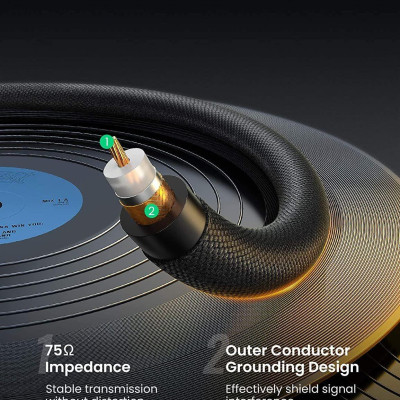 Ugreen UG10190AV155TK 2M Vỏ đồng màu đen Cáp Coaxial âm thanh bông sen - HÀNG CHÍNH HÃNG