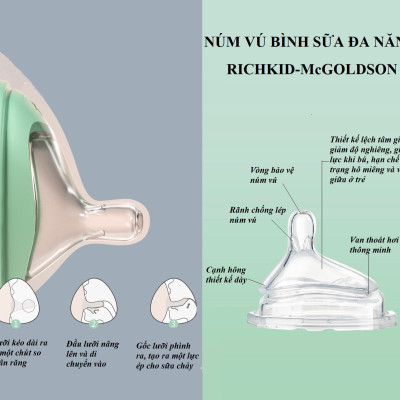 Núm vú bình sữa đa năng RICHKID-McGOLDSON (Hộp 2 cái) size M ( 2 cái/ hộp)