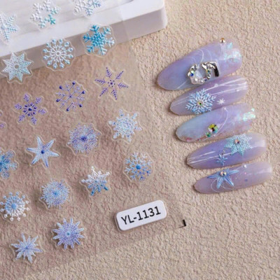 Sticker Móng Tay Dập Nổi Dán Làm Nail Hình Giáng Sinh Vui Vẻ, Ông Già Noel, Dễ Thương, Mỏng Trong Suốt, Lưng Keo, Trang Trí Móng Tay Nghệ Thuật - Xmas