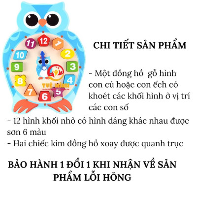 Đồng Hồ Phân Biệt Màu Sắc Hình Khối Con Cú Con Ếch Tuệ Minh Giúp Bé Học Xem Giờ