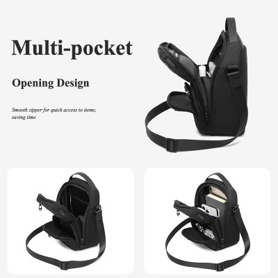 Ozuko Túi Đeo Vai Nhỏ Thời Trang Nam Chống Thấm Nước Ánh Sáng Ngoài Trời Nhiều Túi Sling Túi Đeo Ngang