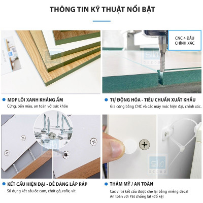 Bàn Máy Tính Làm Việc Kết Hợp Kệ Tủ Sách Lớn Hiện Đại Thương Hiệu SIB Decor BLV67