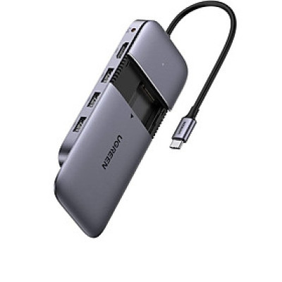 Ugreen UG70449CM296TK bộ chuyển USB type C ra 3 × USB 3.1 Gen2 + HDMI + PD 100W + cấp nguồn DC + ssd M.2 NGFF Docking Station - HÀNG CHÍNH HÃNG