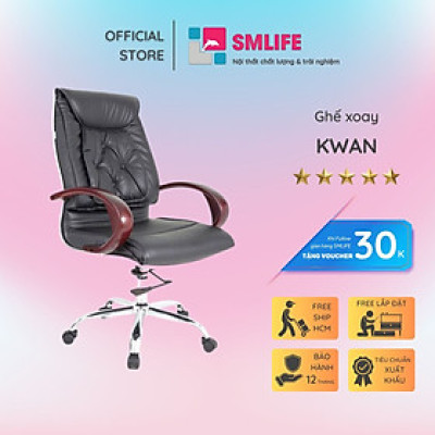 Ghế xoay văn phòng lưng cao bọc da SMLIFE Kwan
