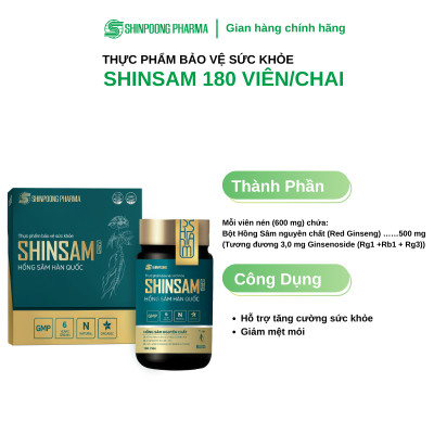 Hộp 180 Viên Uống Hồng Sâm Hàn Quốc  Hồng Sâm 6 Năm Tuổi SHINSAM Korean Red Ginseng - Hỗ Trợ Giảm Mệt Mỏi
