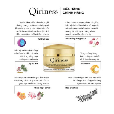 Kem dưỡng ban đêm chống lão hóa phuc hồi da Qiriness Global Well-Aging Revitalising Night Cream 50ml